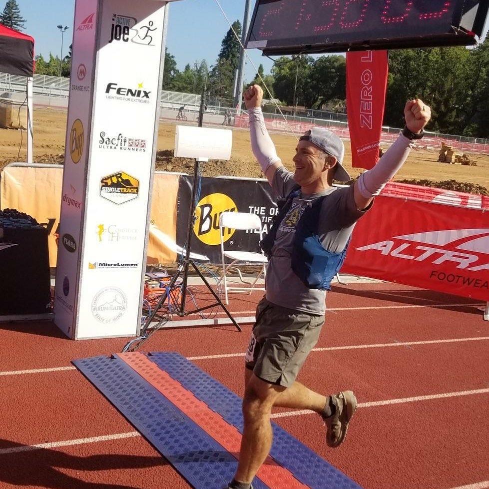 Hit! Balm founder Larry Miller, finish line of the 2019 Western States 100 Mile Endurance Run